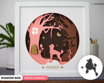 3D Poodle Shadowbox SVG - Layered Paper Art, Pet Memorial, Personalized Dog Files for Cricut and Silhouette with Easy Instructions