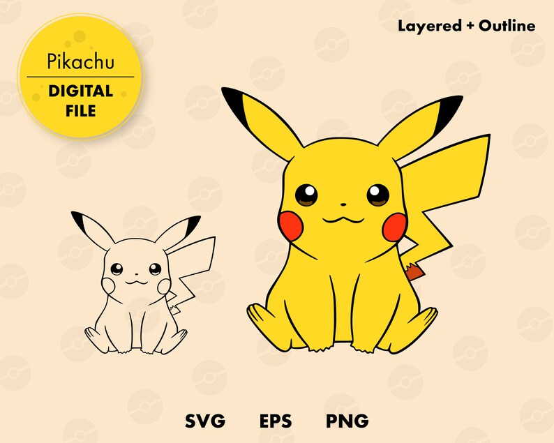 Pikachu Pokemon SVG cut file Layered digital template Etsy