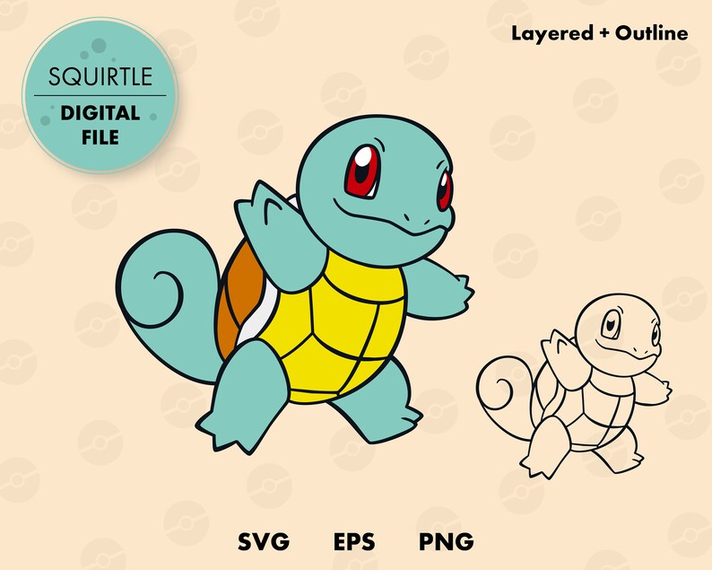 Squirtle Pokemon SVG cut file Layered digital template Etsy