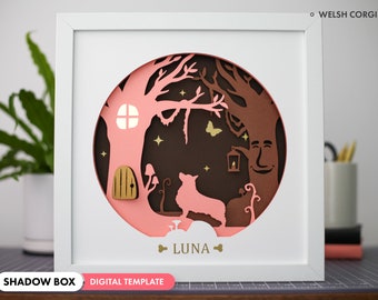 3D Welsh Corgi Shadowbox SVG - Layered Paper Art, Pet Memorial, Personalized Dog Files for Cricut and Silhouette with Easy Instructions