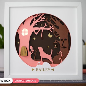 3D Beagle Shadowbox SVG - gelaagde papierkunst, huisdiermonument, gepersonaliseerde hondenbestanden voor Cricut en silhouet met eenvoudige instructies