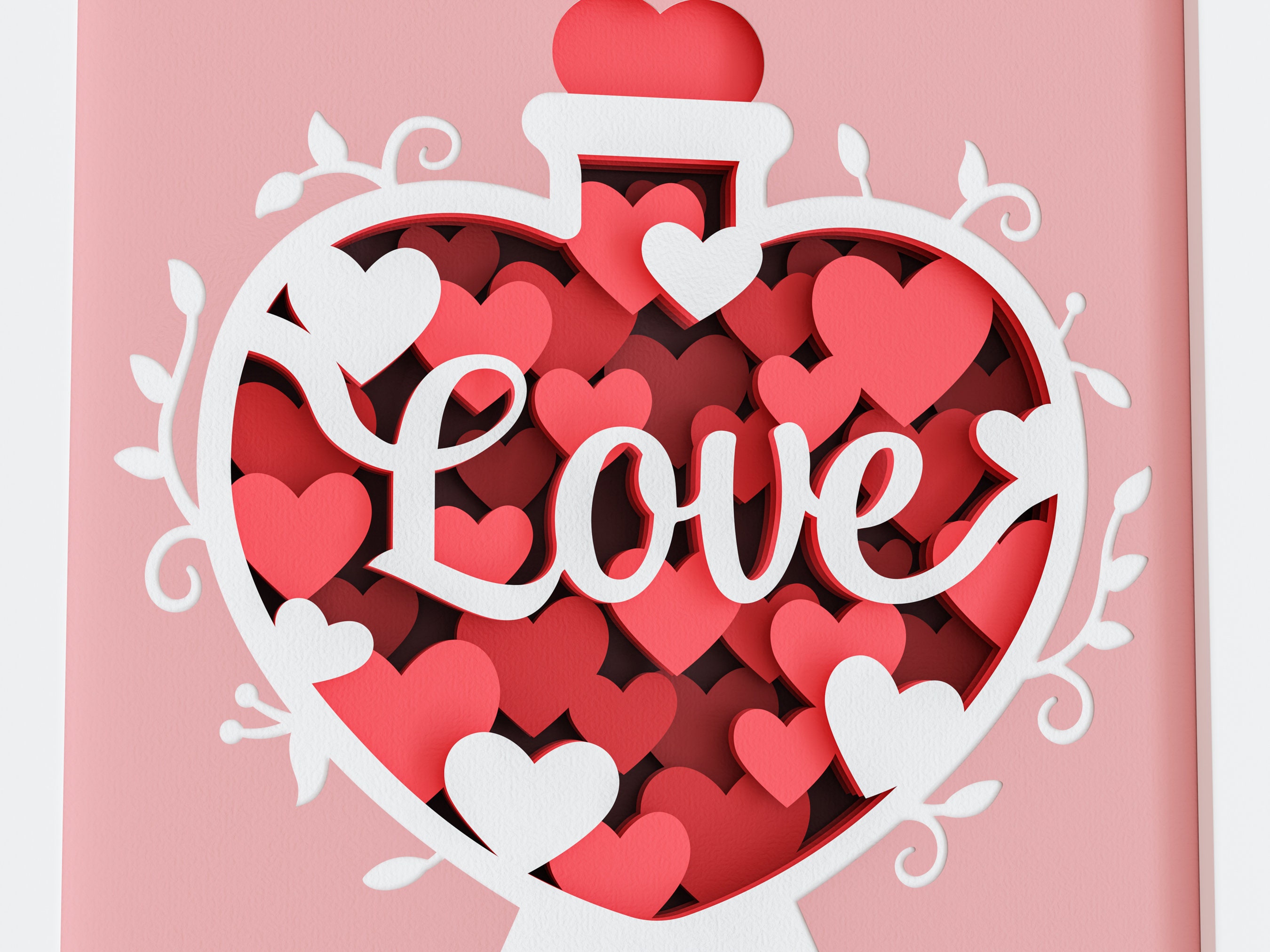 3D Heart Shadow Box SVG - Valentines Day, Love Potion, Layered Paper ...