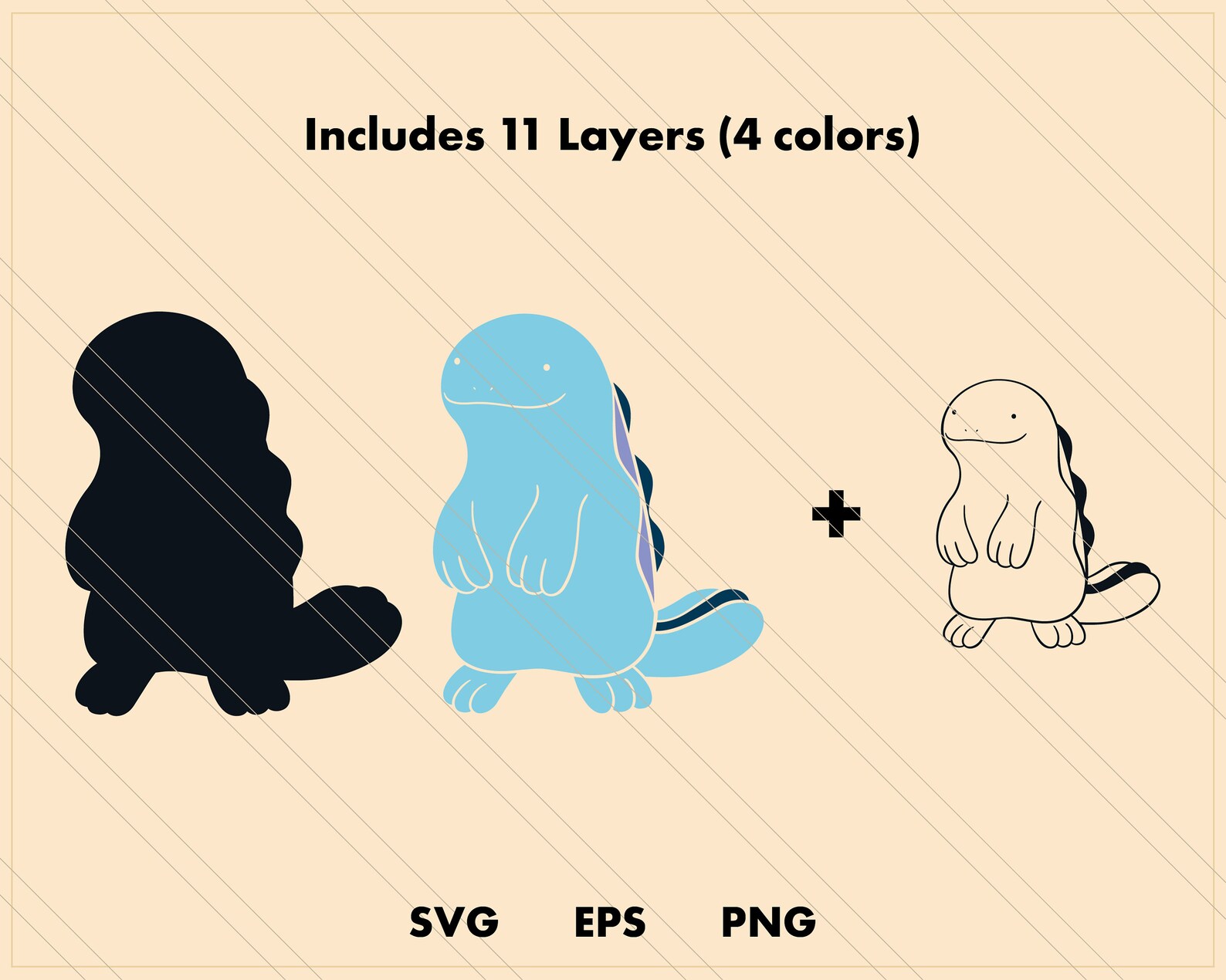 Quagsire Pokemon SVG cut file Layered digital template | Etsy