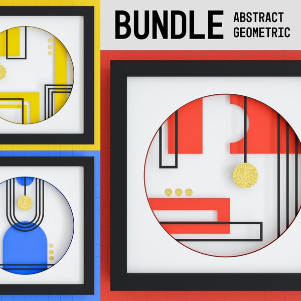 3D Abstract Shadow Box Bundle SVG - Modern Decor, Geometric, Retro, Bauhaus, Layered Paper Art, Shadow Box Files for Cricut, Easy, Beginner