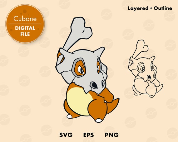 Download Cubone Pokemon Svg Cut File Layered Digital Template Etsy