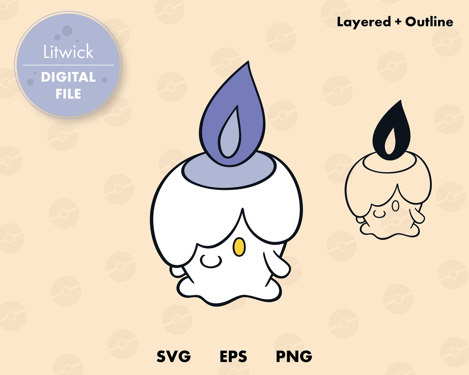 Litwick Pokemon SVG cut file Layered digital template | Etsy