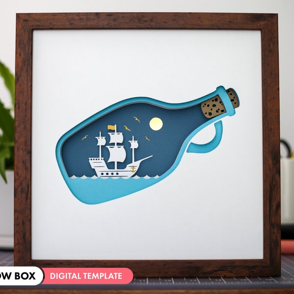 3D Ship in Bottle Shadow Box SVG - Layered Paper Art, Light Box, LED light, Nautical SVG, Boat, Ocean, Nursery Decor, Cricut, Silhouette 3D Ship in Bottle Shadow Box SVG - Layered Paper Art, Light Box, LED light, Nautical SVG, Boat, Ocean, Nursery Decor, Cricut, Silhouette