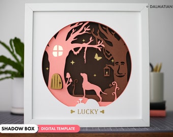 3D Dalmatian Shadow Box SVG - Layered Paper Art, Pet Memorial, Personalized Dog Files for Cricut and Silhouette with Easy Instructions