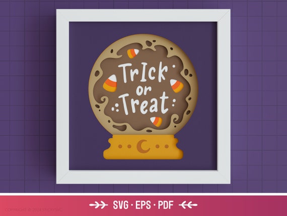3D Crystal Ball Shadow Box SVG - Halloween SVG, Trick or Treat 3D, Layered Paper Art, Files For Cricut and Silhouette with Easy Instructions