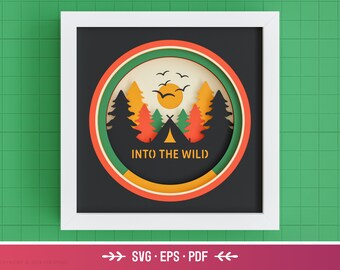 3D Wilderness Shadow Box SVG - Camping SVG, Into the Wild, Forest, Scouts, Layered Paper Art, Nature Files for Cricut with Easy Instructions