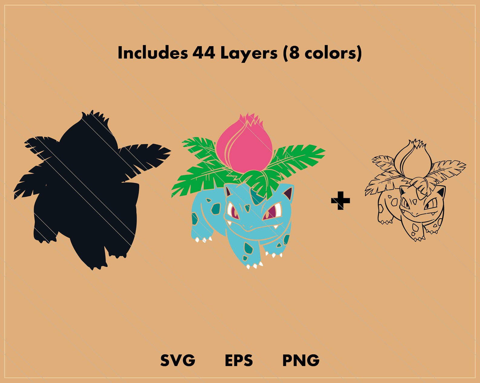 Download Ivysaur Pokemon SVG cut file Layered digital template | Etsy