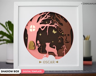 3D Chihuahua Shadowbox SVG - Layered Paper Art, Pet Memorial, Personalized Dog Files for Cricut and Silhouette with Easy Instructions