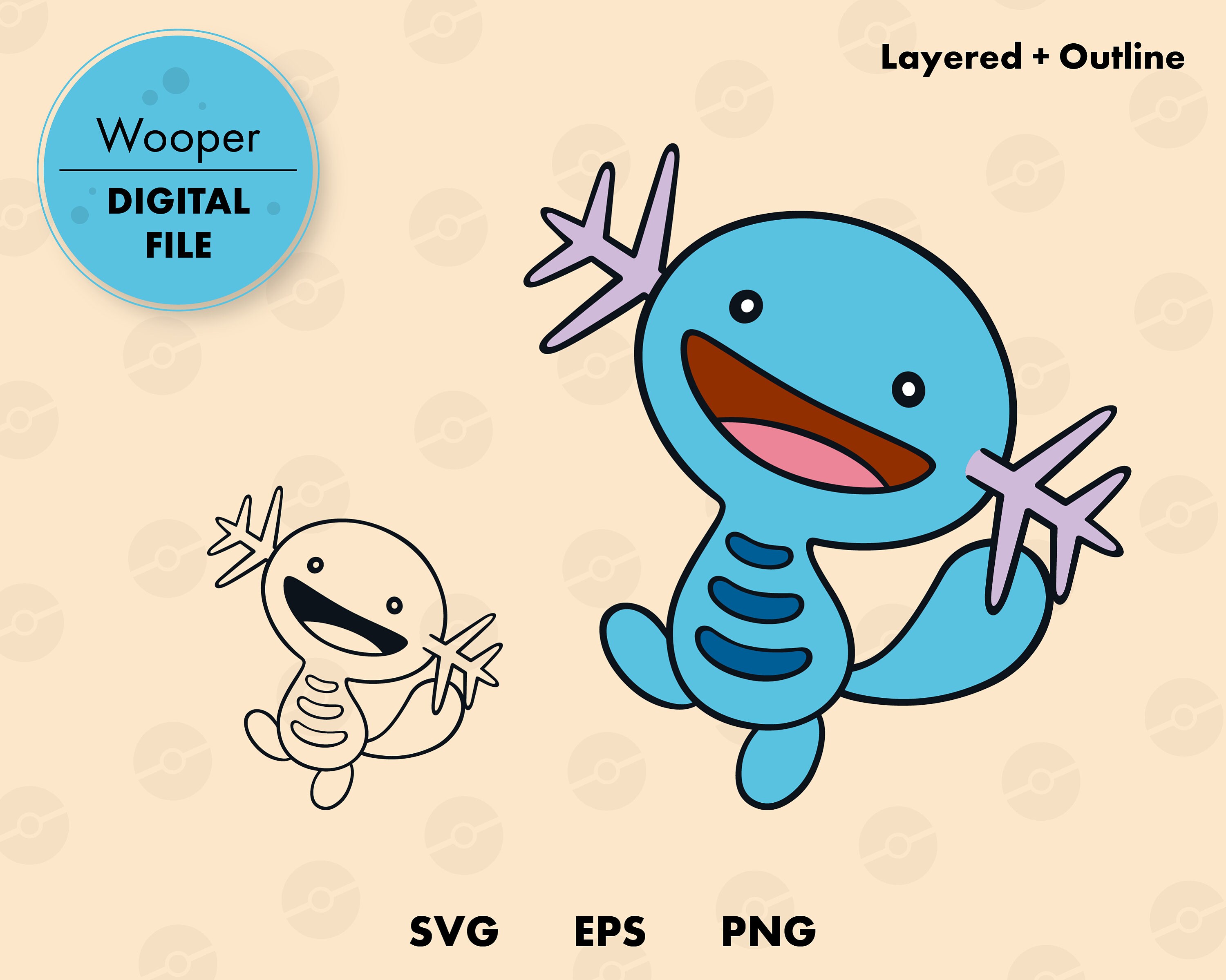 Download Wooper Pokemon Svg Cut File Layered Digital Template Etsy