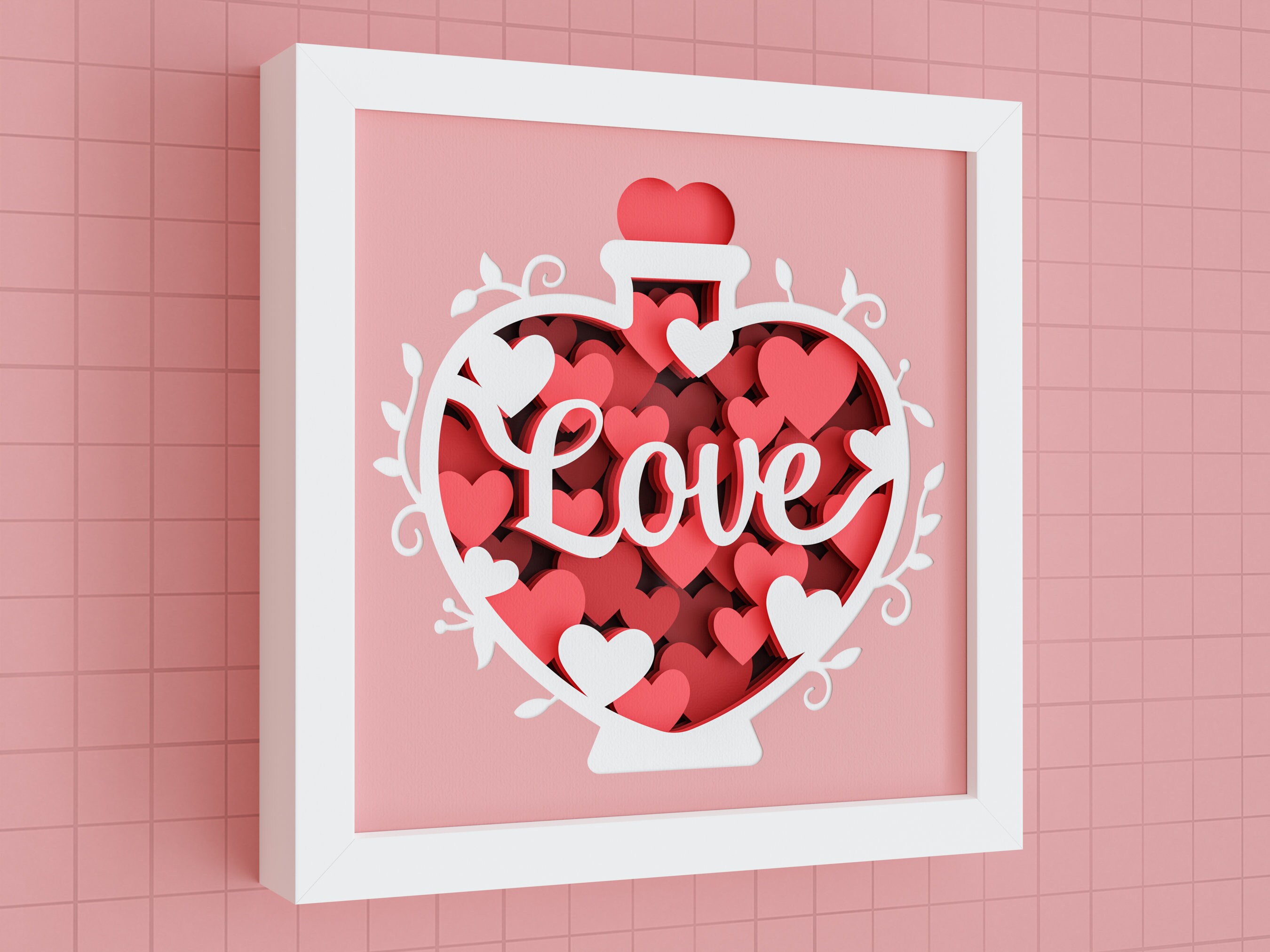 3D Heart Shadow Box SVG - Valentines Day, Love Potion, Layered Paper ...