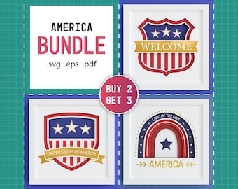 3D America Shadow Box Bundle SVG - 4 de julio, decoración de signos patrióticos, bandera de bienvenida, archivos para Cricut y silueta, instrucciones sencillas