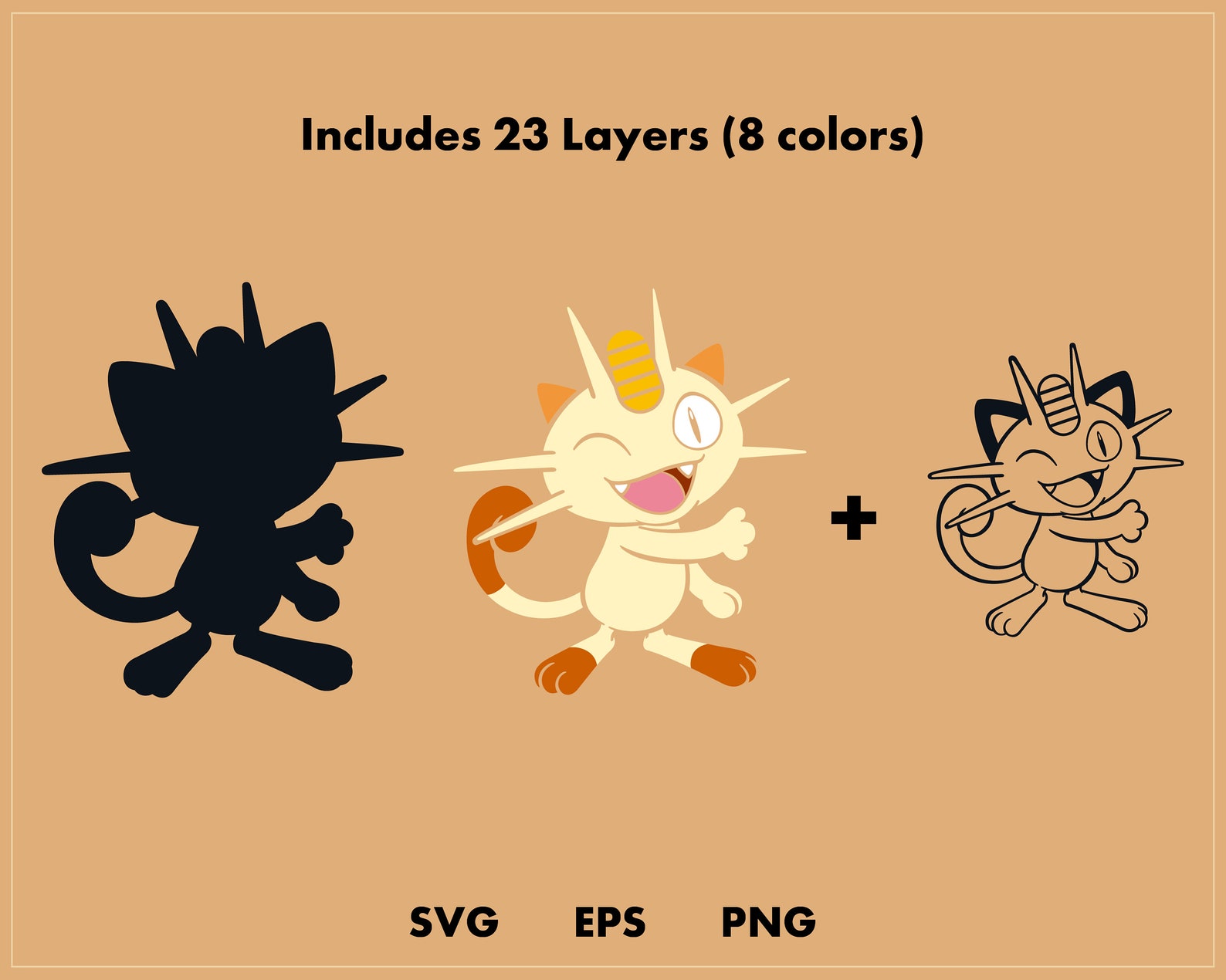 Download Meowth Pokemon SVG cut file Layered digital template | Etsy