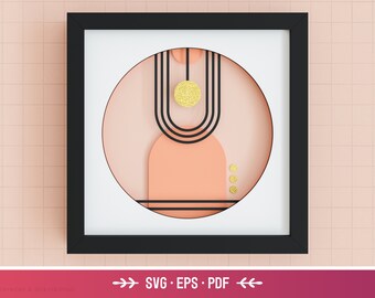 3D Boho Arch Shadow Box SVG - Modern Decor, Geometrisch, Retro, Bauhaus, Gelaagde Papierkunst, Shadow Box Bestanden voor Cricut, Gemakkelijk, Beginner