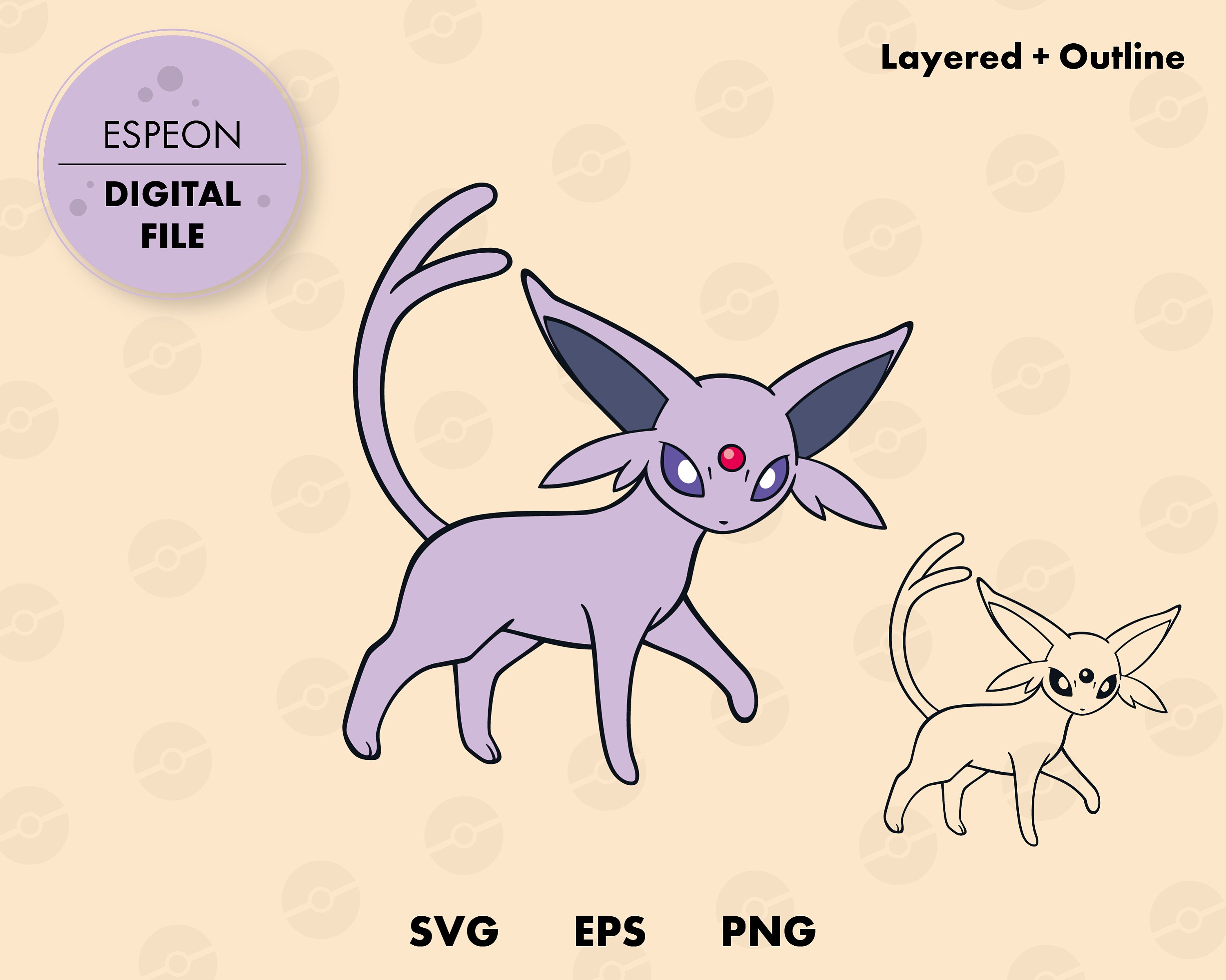 Download Espeon Pokemon Svg Cut File Layered Digital Template Etsy