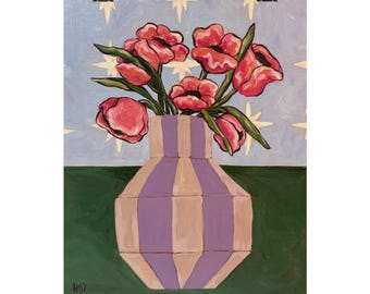 Starry Sky Floral Poster | Matte Vertical Poster, Abstract Still Life Wall Art