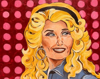Ritratto acrilico di Queen Dolly: Pop Art colorata, 20x20