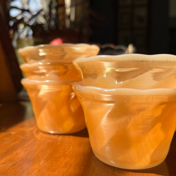 Vintage Fire King Peach Luster Custard Bowls- Set of 5