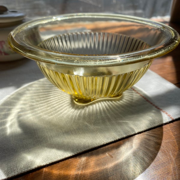 Vintage Federal Depression Glass Light Yellow Amber Mixing Bowl