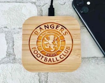 Official Glasgow Rangers Football Club Crest Bamboo Wireless Charger Brand New