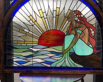 COLLECTION ONLY Large stained glass mermaid