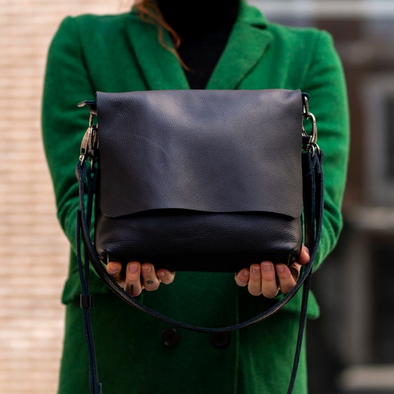 Bolso Bandolera De Cuero Negro Para Mujer Bolso Bandolera De Cuero Negro Para Mujer