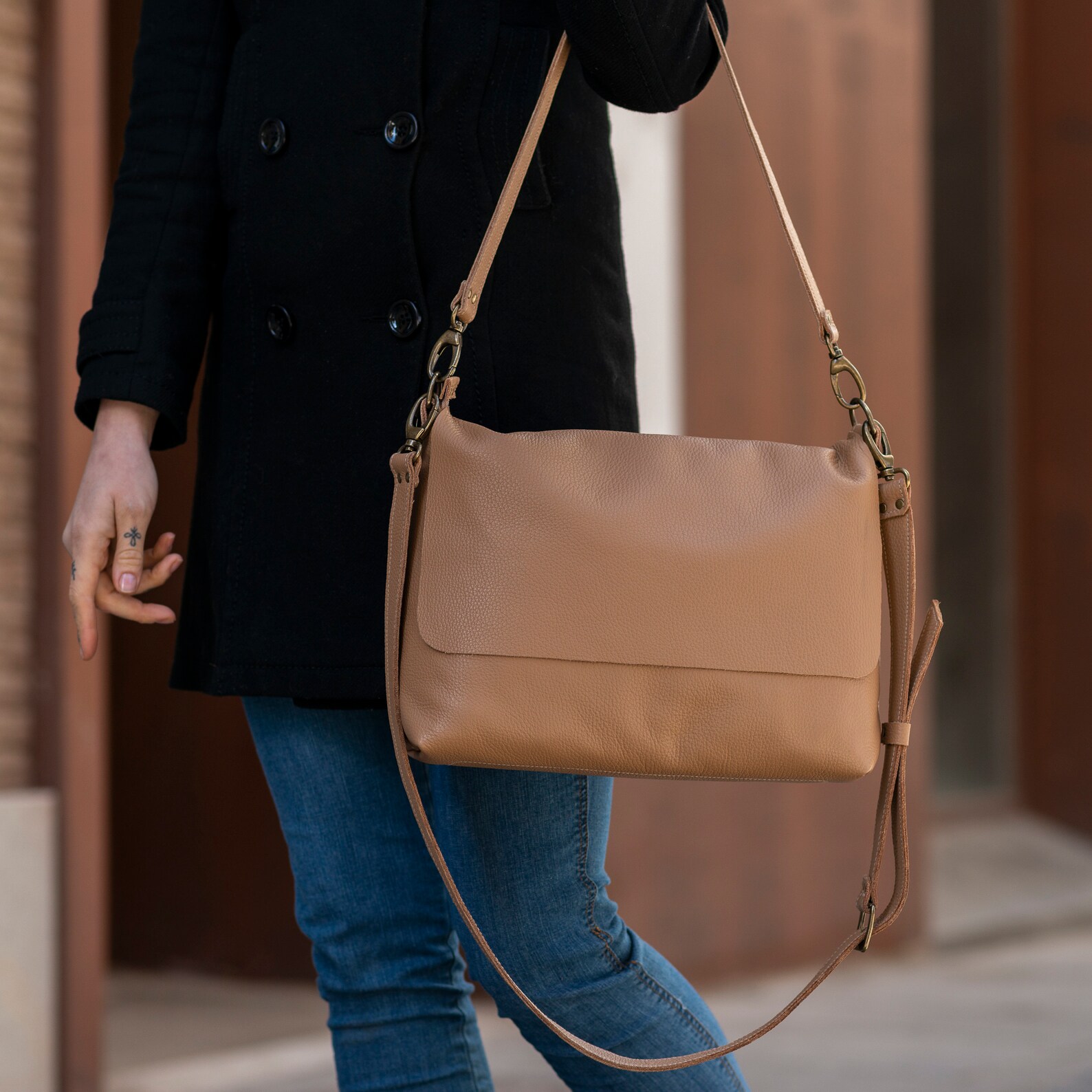 Large leather crossbody bag Leather bag for women Leather Etsy