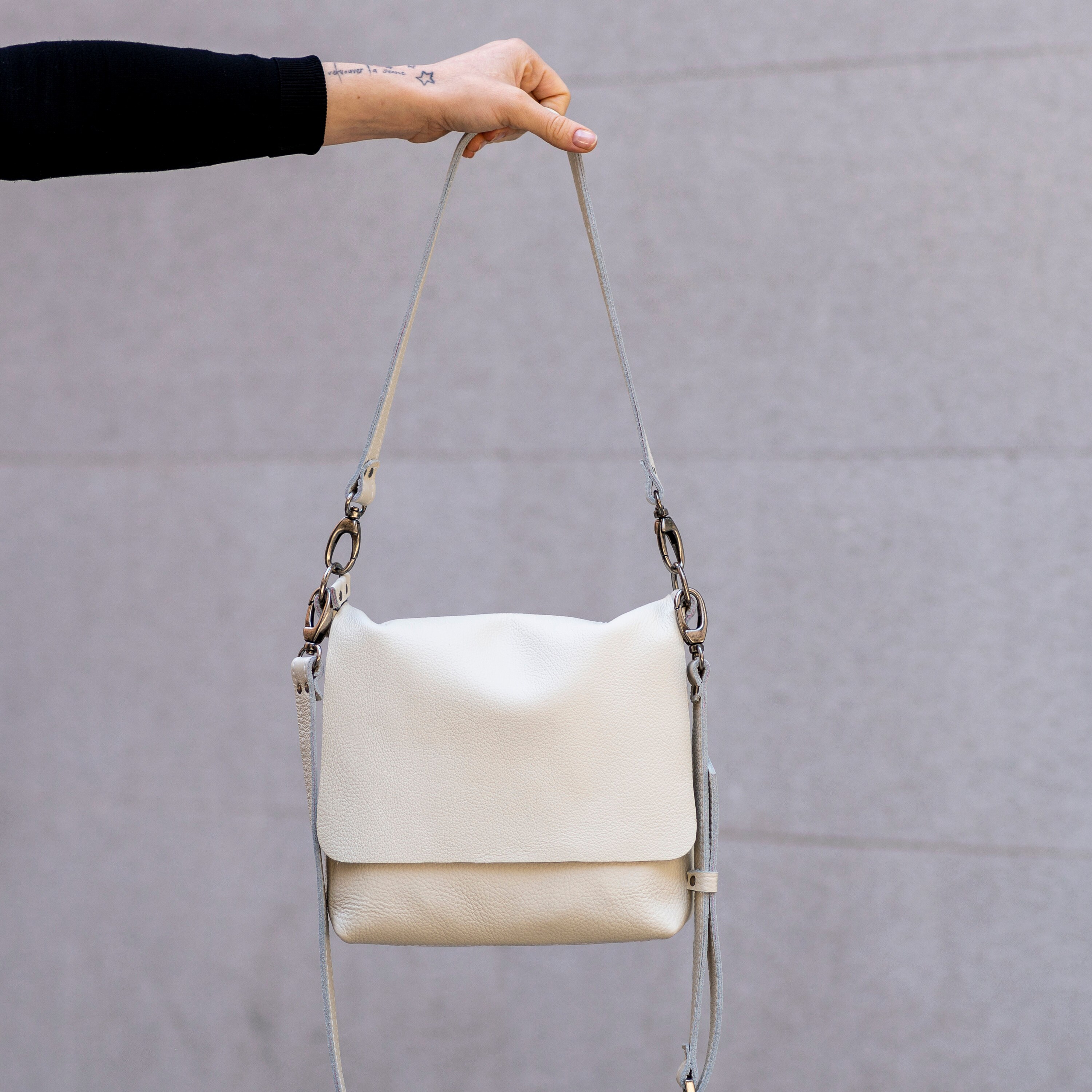 White leather bag for women Zip top Crossbody bags for Etsy