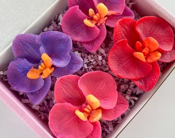 4 x Orchidee Seife Geschenkbox | Handgemachte Seifen