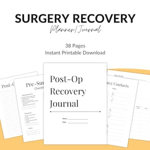 Planificador/diario minimalista de recuperación quirúrgica/inserto de planificador para carta, A4, Happy Planner Classic, A5/Lista de verificación preoperatoria para hospital/