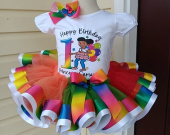 Gracies Corner Birthday, Rainbow tutu Outfit, Custom birthday outfit, Toddler's tutu, black tutu, Kid's Birthday Tutu, Tutu with shirt, cust