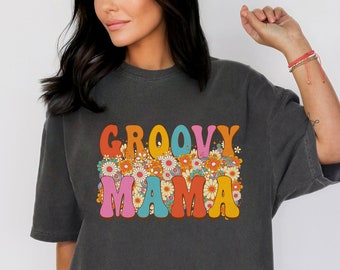 Vintage Mama Shirt, Groovy Mama Shirt, Groovy Birthday Party Outfit, jaren '70 Mama Cadeau, Womens Hippie Mom Tshirt, Boho Mama Shirt