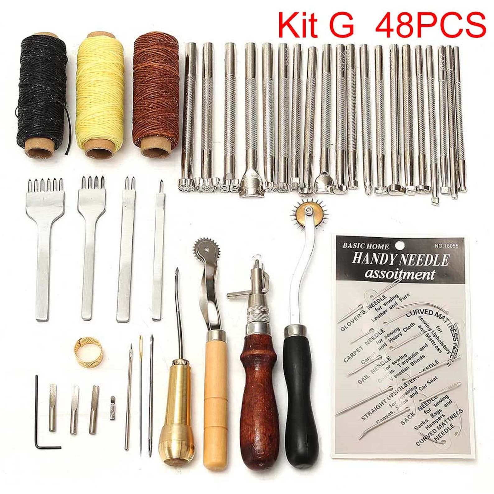 Professional Leather Craft Tools Kit 48pcs Hand Sewing Etsy
