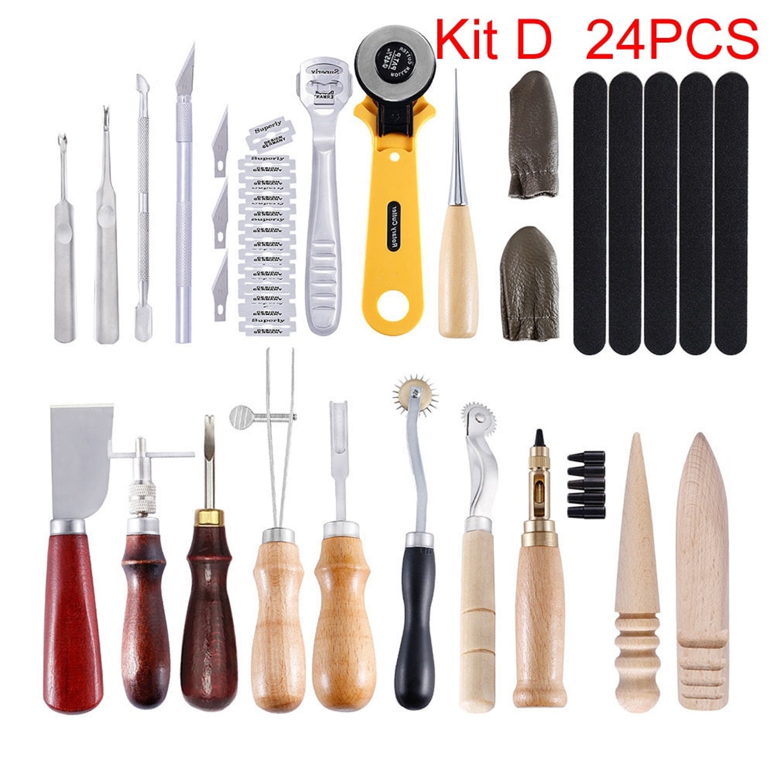 Professional Leather Craft Tools Kit 24pcs Hand Sewing Etsy