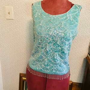 Vintage Beaded and sequins blouse top 50s 60s image 7