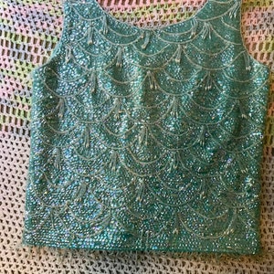Vintage Beaded and sequins blouse top 50s 60s image 5