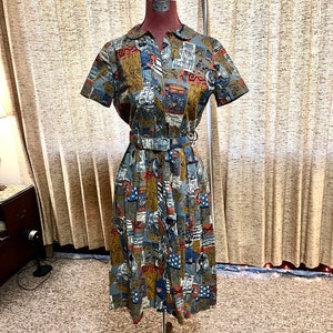 Cute 50s novelty shirtwaist dress OOAK pretty