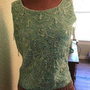 Vintage Beaded and sequins blouse top 50s 60s image 8