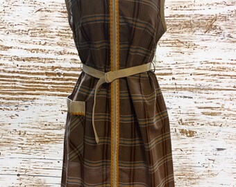 Sweet summer plaid 50s 60s day dress rare size L