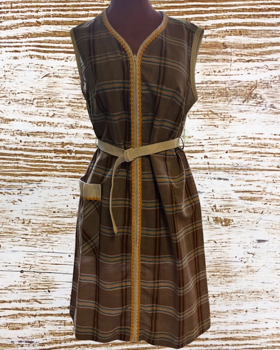 Sweet summer plaid 50s 60s day dress rare size L
