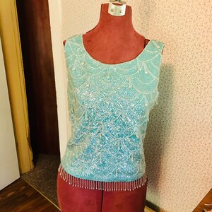 Vintage Beaded and sequins blouse top 50s 60s image 2