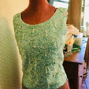 Vintage Beaded and sequins blouse top 50s 60s image 4