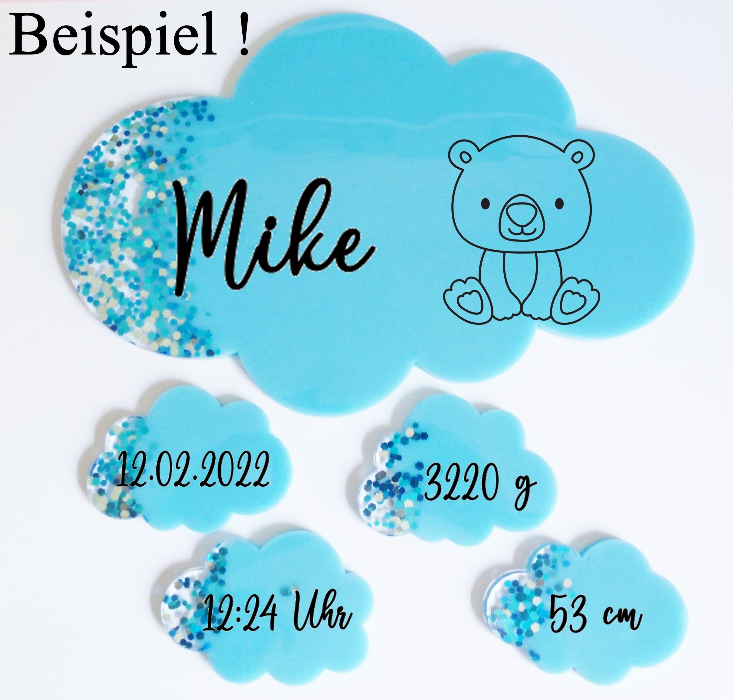 Baby Cloud Door Sign Birth Cloud With Name Dates of Birth Etsy