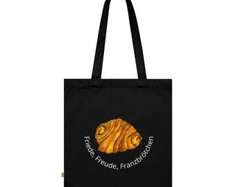 Borsa tote "Pace, Gioia, Franzbrötchen" | Borsa tote in cotone biologico, illustrazione di pasticcini | Borsa