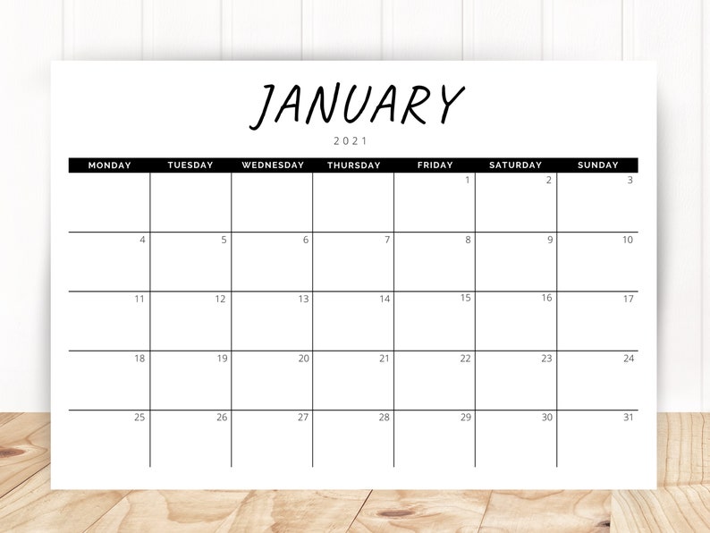 2021 minimalist calendar printable planner landscape etsy