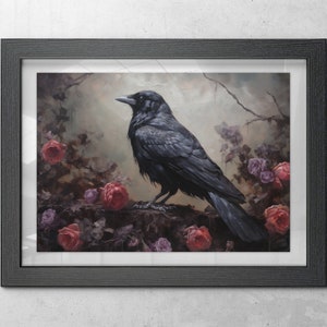 Goth Raven Digital Wall Art, Ideal Dark Academia Decor Gift for Goths and Witches