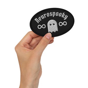 Neurospooky Embroidered Patch, ND Pride Ghost Iron-On, Infinity Symbol Autism Patch for Jackets & Accessories
